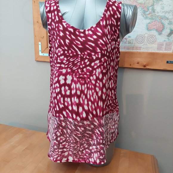 Juicy Couture Women's Tank Top Leopard Print Sequined Dark Fuchsia Small - Picture 3 of 10